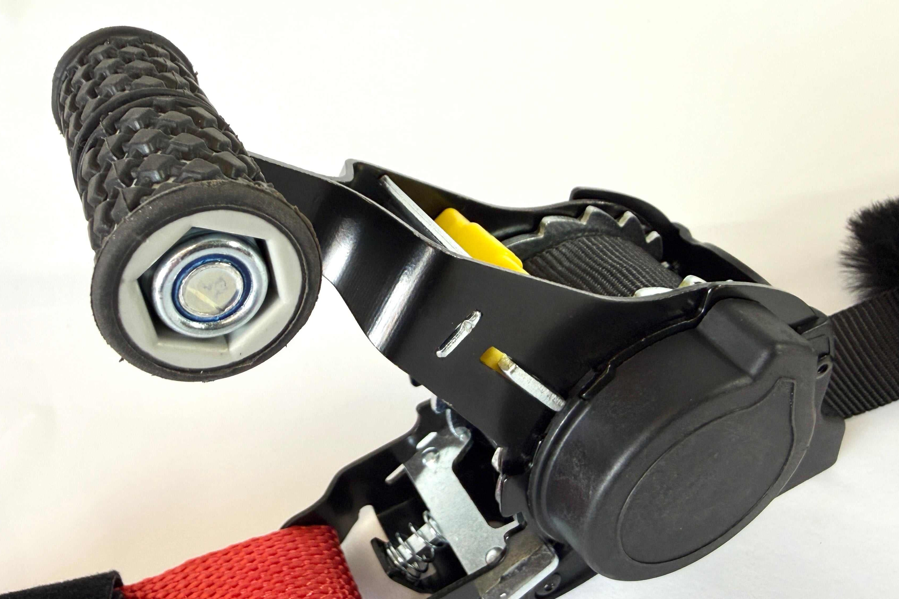Electric trike loaded onto hitch cargo rack with ramp