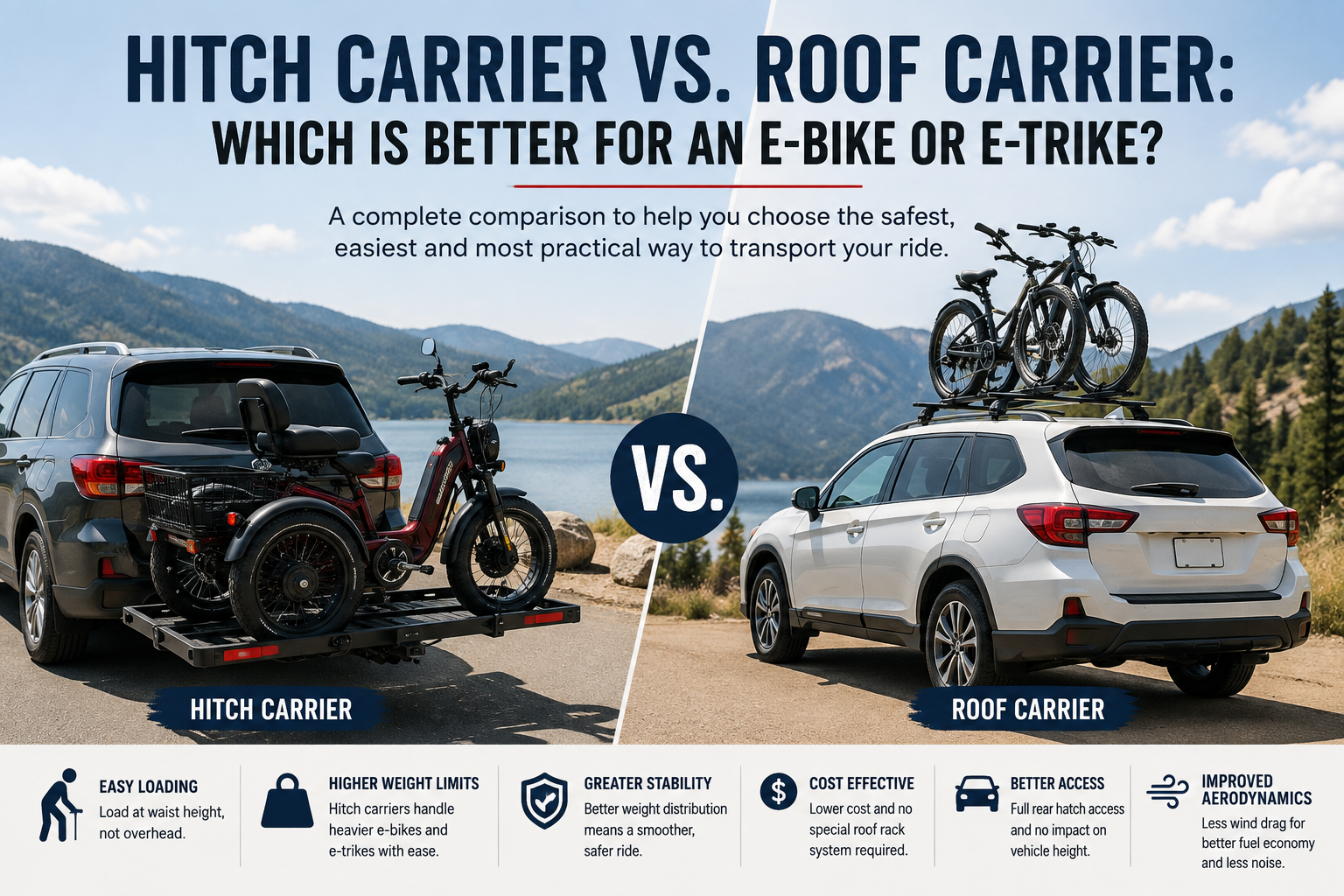 Hitch Carrier vs. Roof Carrier for E-Bikes & E-Trikes | Hitch-Rack Pro