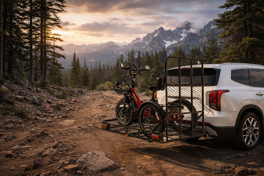 eBike rack lift system demonstration on vehicle hitch