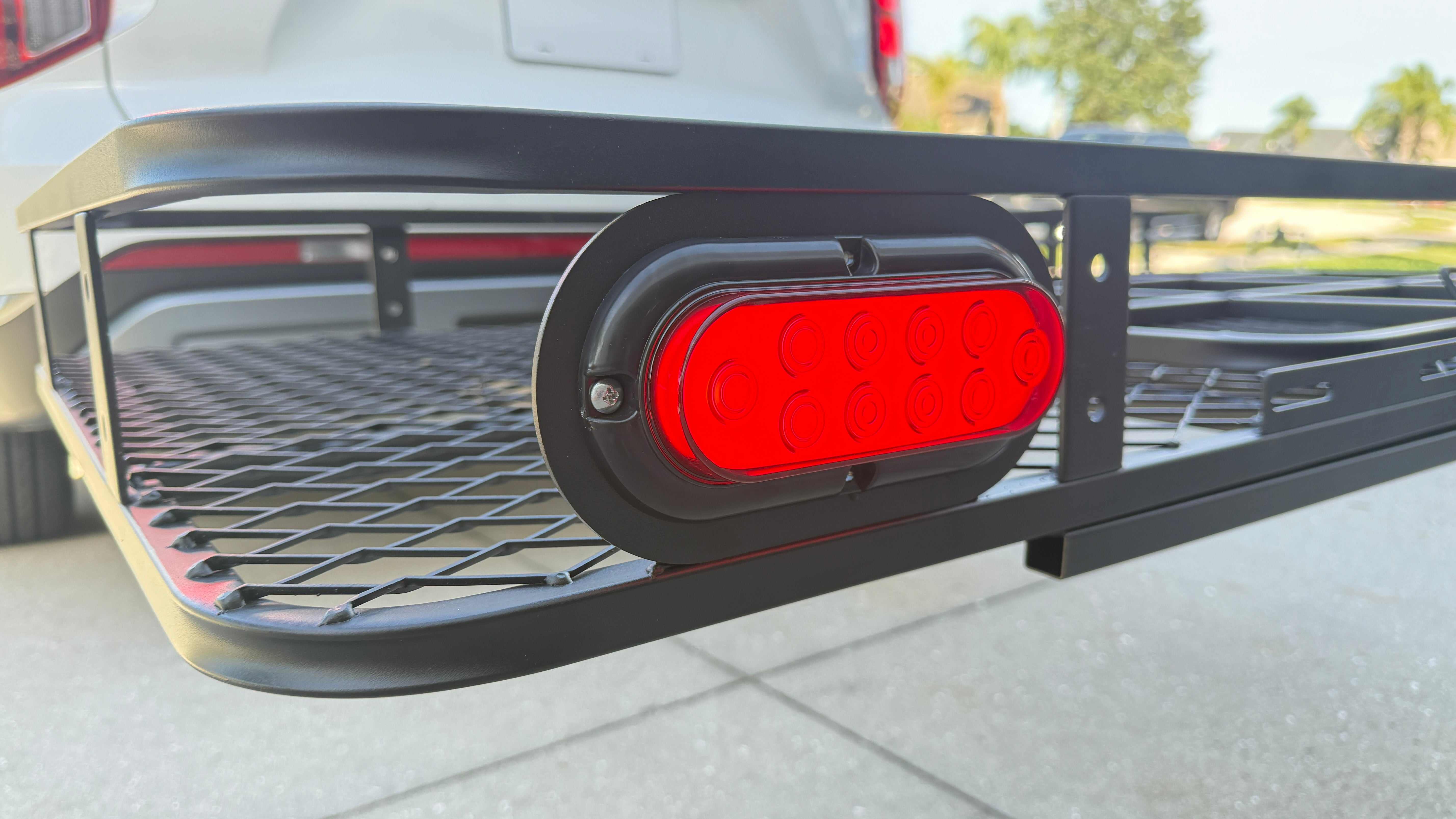 Hitch Rack Pro eTrike carrier rear view with integrated tail lights